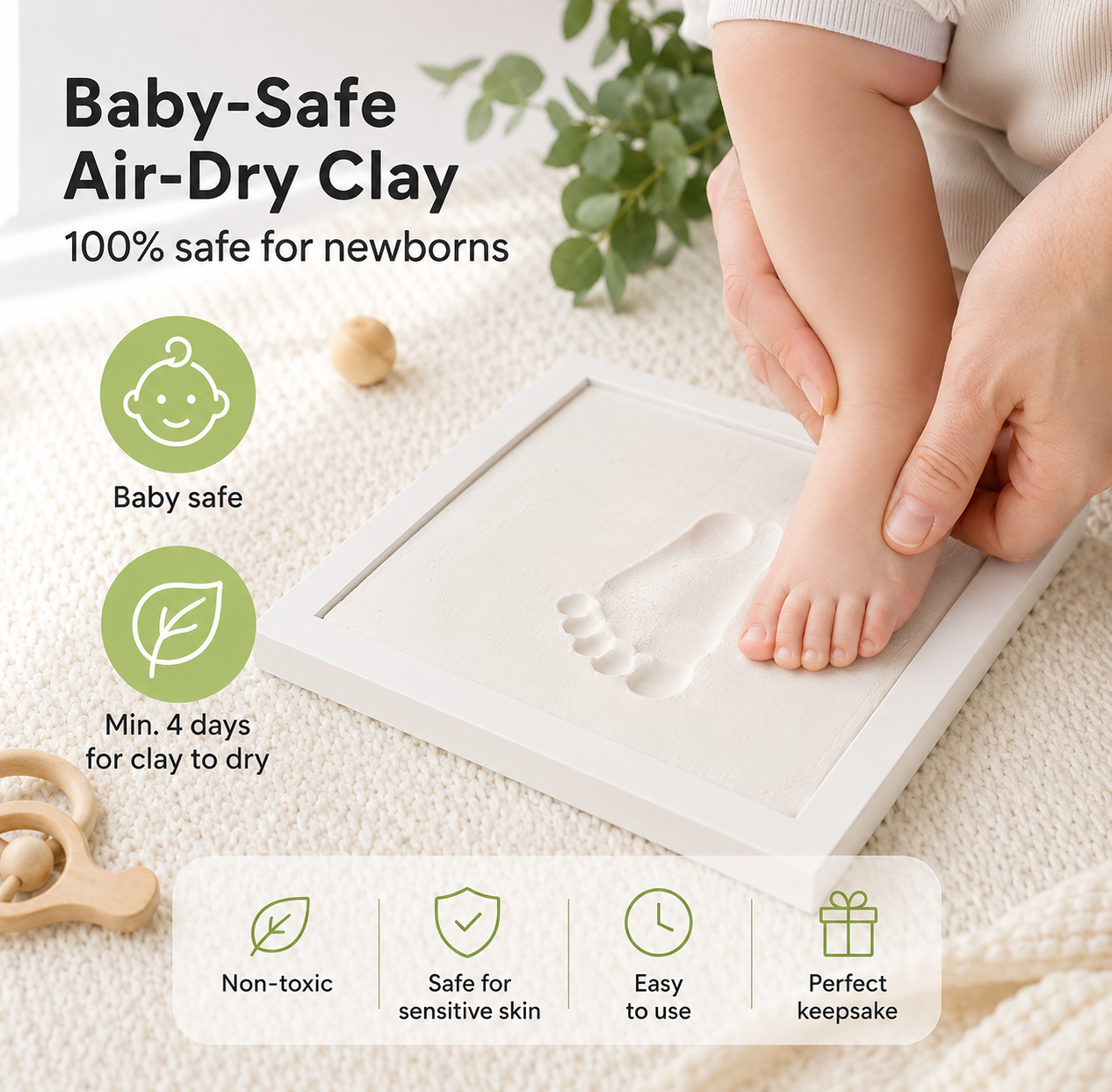 Baby Handprint & Footprint Keepsake Frame Kit